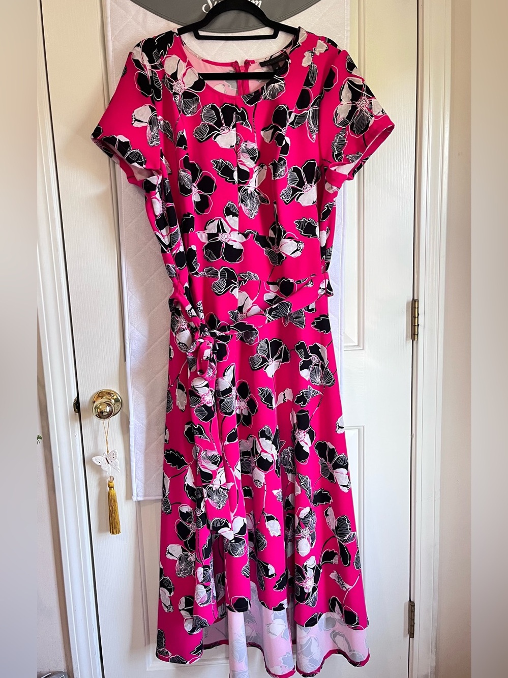 Lane Bryant Lena Flutter Sleeve Floral Tie-Waist Midi Dress